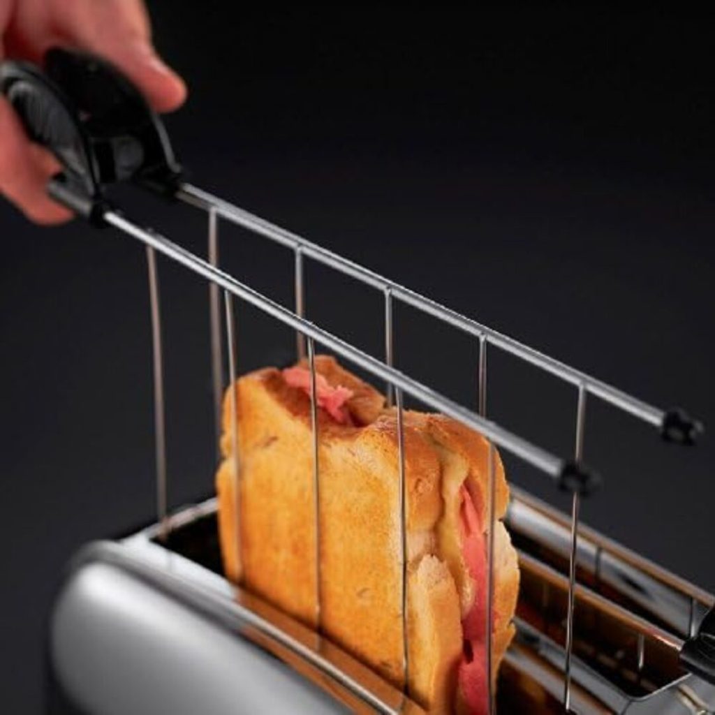 Russell Hobbs Tostapane 2 fette Potenza 1200 Watt Livello cottura Variabile e Cassetto fondo Raccoglibriciole colore Acciaio - 23310-57