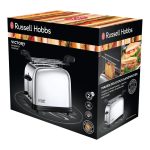Russell Hobbs Tostapane 2 fette Potenza 1200 Watt Livello cottura Variabile e Cassetto fondo Raccoglibriciole colore Acciaio - 23310-57