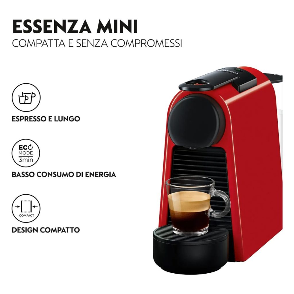 De Longhi Nespresso® Essenza Mini Macchina Caffè a Capsule colore Rosso -EN85.R