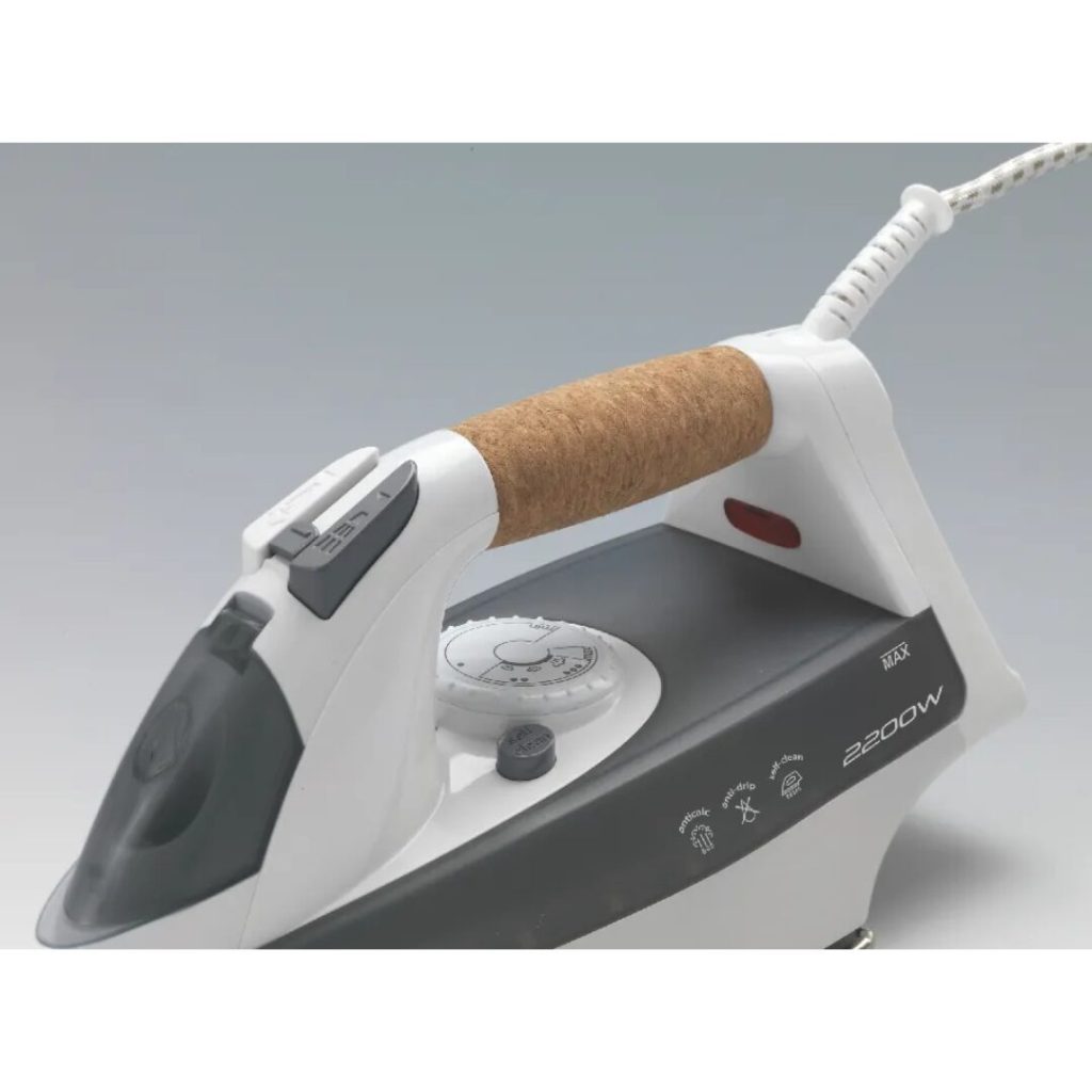 Ariete Ferro da Stiro a Vapore Potenza 2200 Watt Funzione Vapore Verticale Manico in sughero Piastra in Acciaio - 6232 Steam Iron 2200W Grey