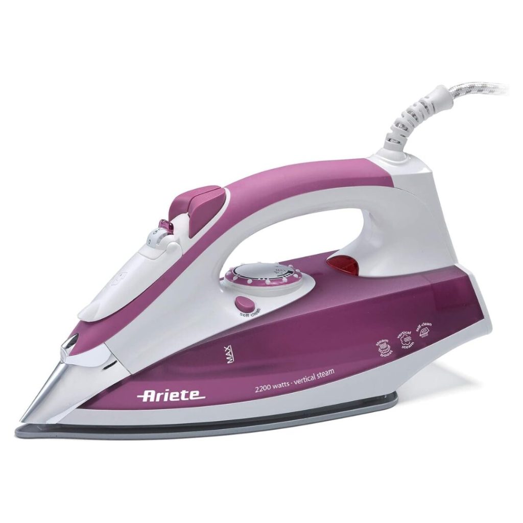 Ariete Ferro da Stiro a Vapore Potenza 2200 Watt Funzione Vapore Verticale Piastra in Acciaio - 6215 Steam Iron 2200W