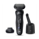 Braun Rasoio Elettrico Wet&Dry con Stazione di Ricarica Autonomia 50 Minuti colore Nero Serie 5 52-N7200CC