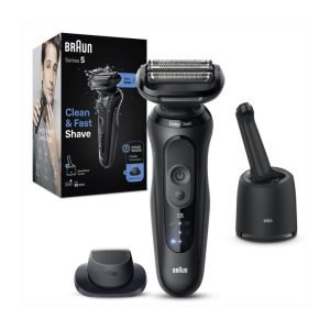 Braun Rasoio Elettrico Wet&Dry con Stazione di Ricarica Autonomia 50 Minuti colore Nero Serie 5 52-N7200CC