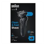 Braun Rasoio Elettrico Wet&Dry con Stazione di Ricarica Autonomia 50 Minuti colore Nero Serie 5 52-N7200CC