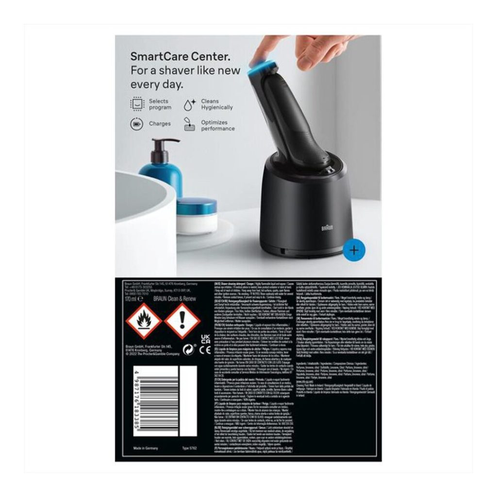 Braun Rasoio Elettrico Wet&Dry con Stazione di Ricarica Autonomia 50 Minuti colore Nero Serie 5 52-N7200CC