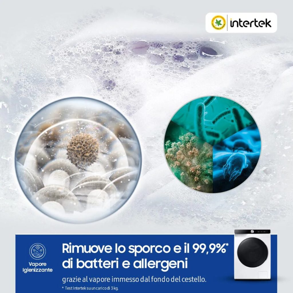 Samsung Lavasciuga 11+6 Kg Classe D Centrifuga 1400 giri Profondità 60 cm Inverter Funzione Vapore AI Control - WD11DG6B85BKU3