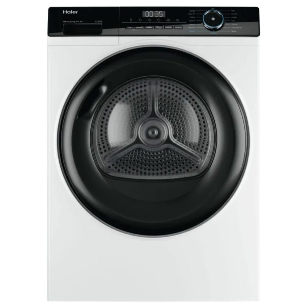 Haier Asciugatrice 9 Kg Classe A+++ con Pompa di Calore Profondità 66,5 cm Inverter Vapore I-Refresh colore Bianco e Nero - HD90 A3939 IT