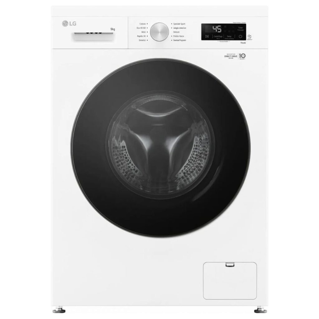 Lg Lavatrice 9 Kg Classe A Centrifuga 1400 giri Profondità 55 cm Inverter Funzione Vapore Wi-Fi - F4NX1009NWB