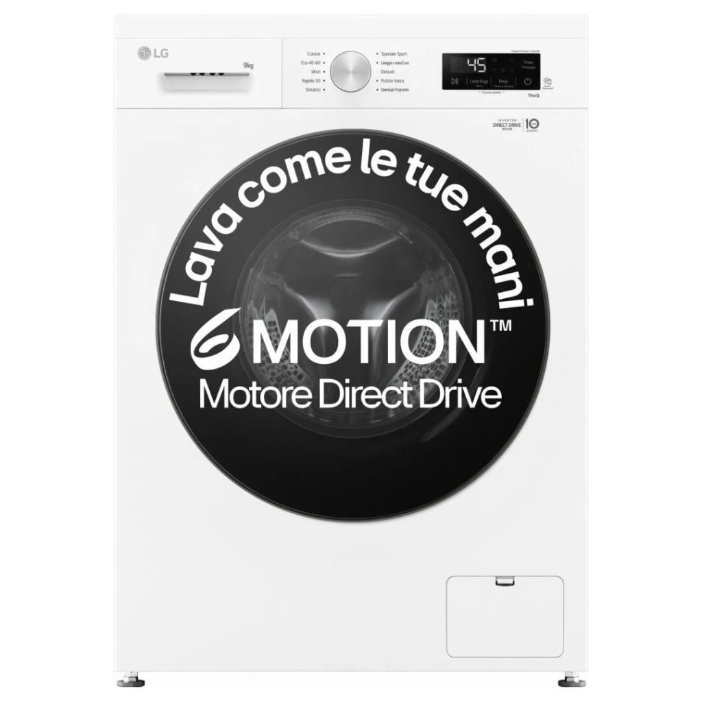 Lg Lavatrice 9 Kg Classe A Centrifuga 1400 giri Profondità 55 cm Inverter Funzione Vapore Wi-Fi - F4NX1009NWB