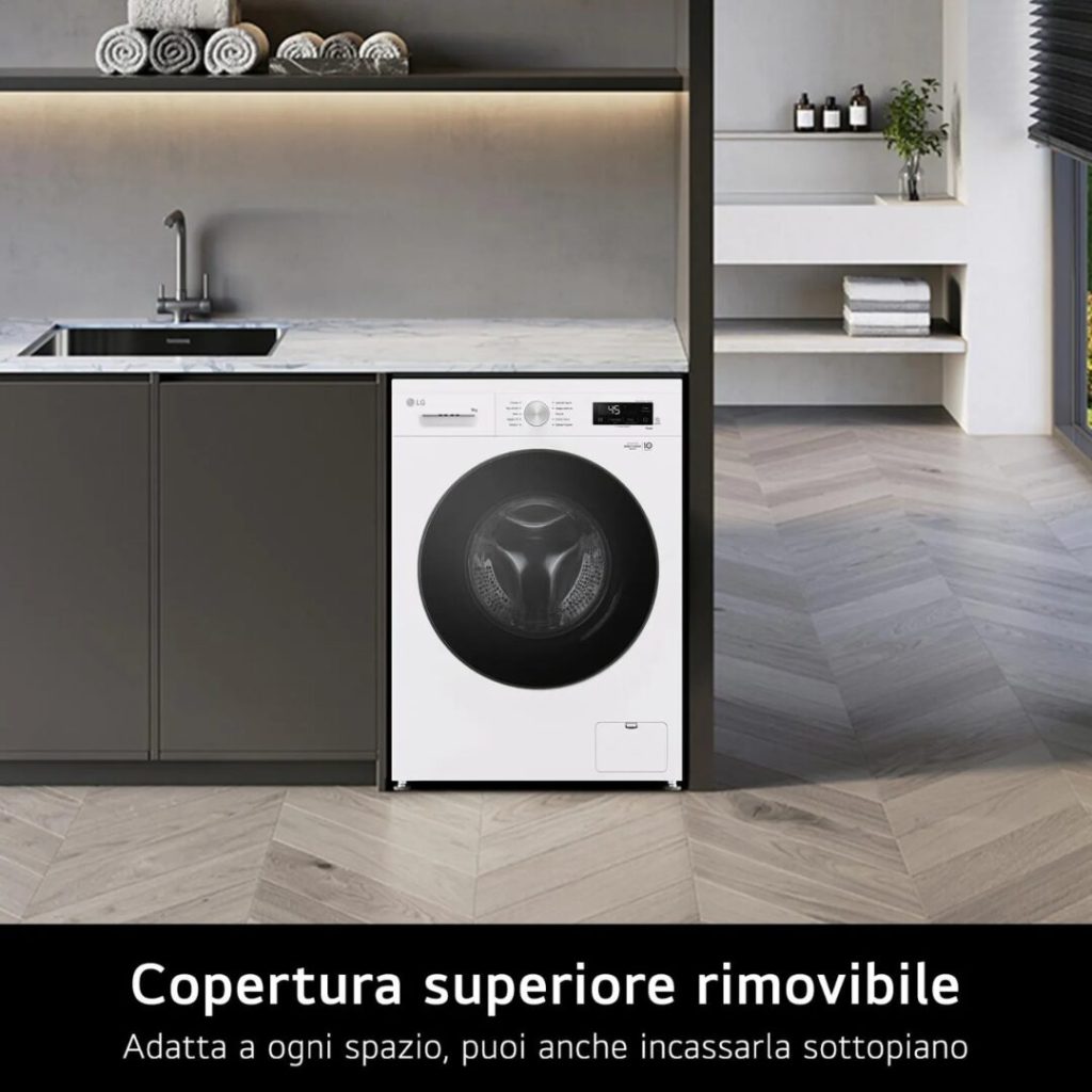 Lg Lavatrice 9 Kg Classe A Centrifuga 1400 giri Profondità 55 cm Inverter Funzione Vapore Wi-Fi - F4NX1009NWB
