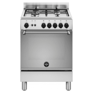 La Germania Cucina a Gas 4 Fuochi Forno a Gas 60x60 cm Classe energetica A+ colore Inox - AMN664GXV (Coperchio non Incluso)