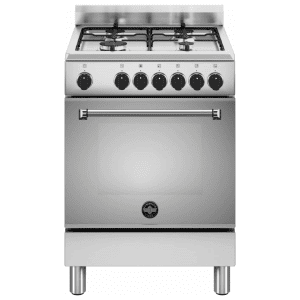 La Germania Cucina a Gas 4 Fuochi Forno Elettrico con Grill 60x60 cm con Coperchio colore Inox - AMN664EXV/24 Americana