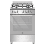 Bertazzoni Cucina a Gas 4 Fuochi Forno Elettrico Ventilato con Grill 60x60 cm Classe A colore Acciaio Inox - SE664EX/24