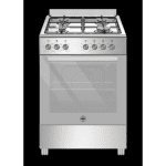 Bertazzoni Cucina a Gas 4 Fuochi Forno Elettrico Ventilato con Grill 60x60 cm Classe A colore Acciaio Inox - SE664EX/24