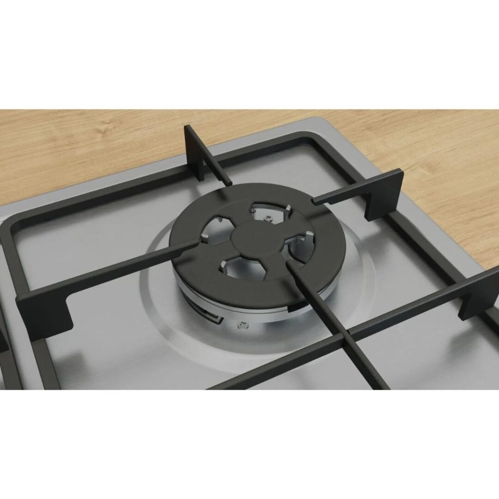 Bosch Piano Cottura 4 Fuochi a Gas Larghezza 60 cm (1 Bruciatore Wok) in Acciaio Inox colore Inox - PGH6B5K60 Serie 4