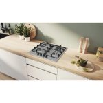 Bosch Piano Cottura 4 Fuochi a Gas Larghezza 60 cm (1 Bruciatore Wok) in Acciaio Inox colore Inox - PGH6B5K60 Serie 4