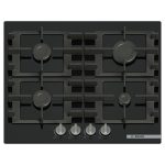 Bosch Piano Cottura 4 Fuochi a Gas Larghezza 60 cm in Vetro Temperato colore Nero - PNP6B6K40 Serie 4