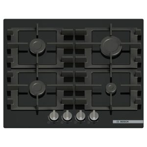 Bosch Piano Cottura 4 Fuochi a Gas Larghezza 60 cm in Vetro Temperato colore Nero - PNP6B6K40 Serie 4