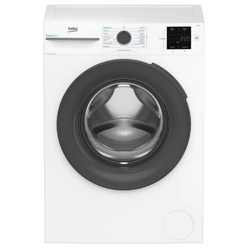 Beko Lavatrice 7 Kg Classe A Profondità 50 cm Centrifuga 1200 giri Inverter Vapore EnergySpin colore Bianco - BMWU3721A