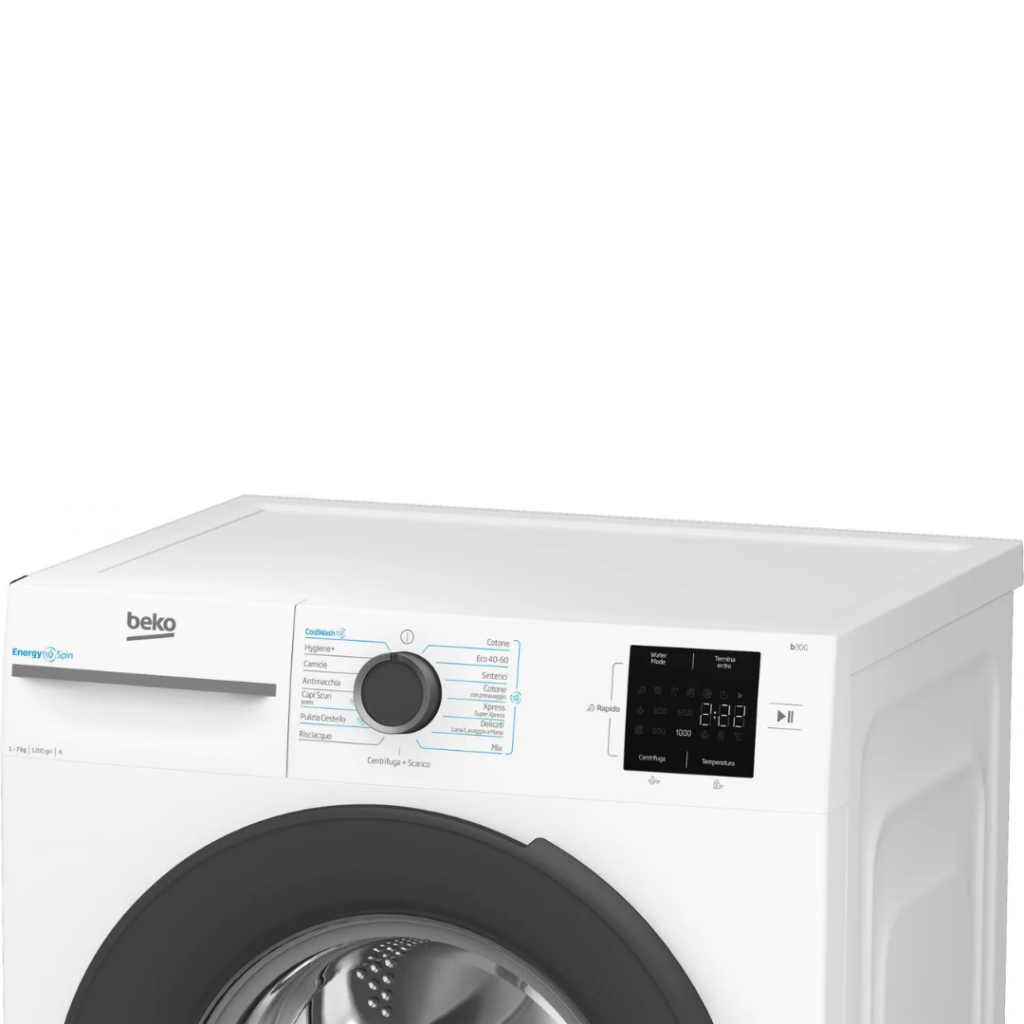 Beko Lavatrice 7 Kg Classe A Profondità 50 cm Centrifuga 1200 giri Inverter Vapore EnergySpin colore Bianco - BMWU3721A