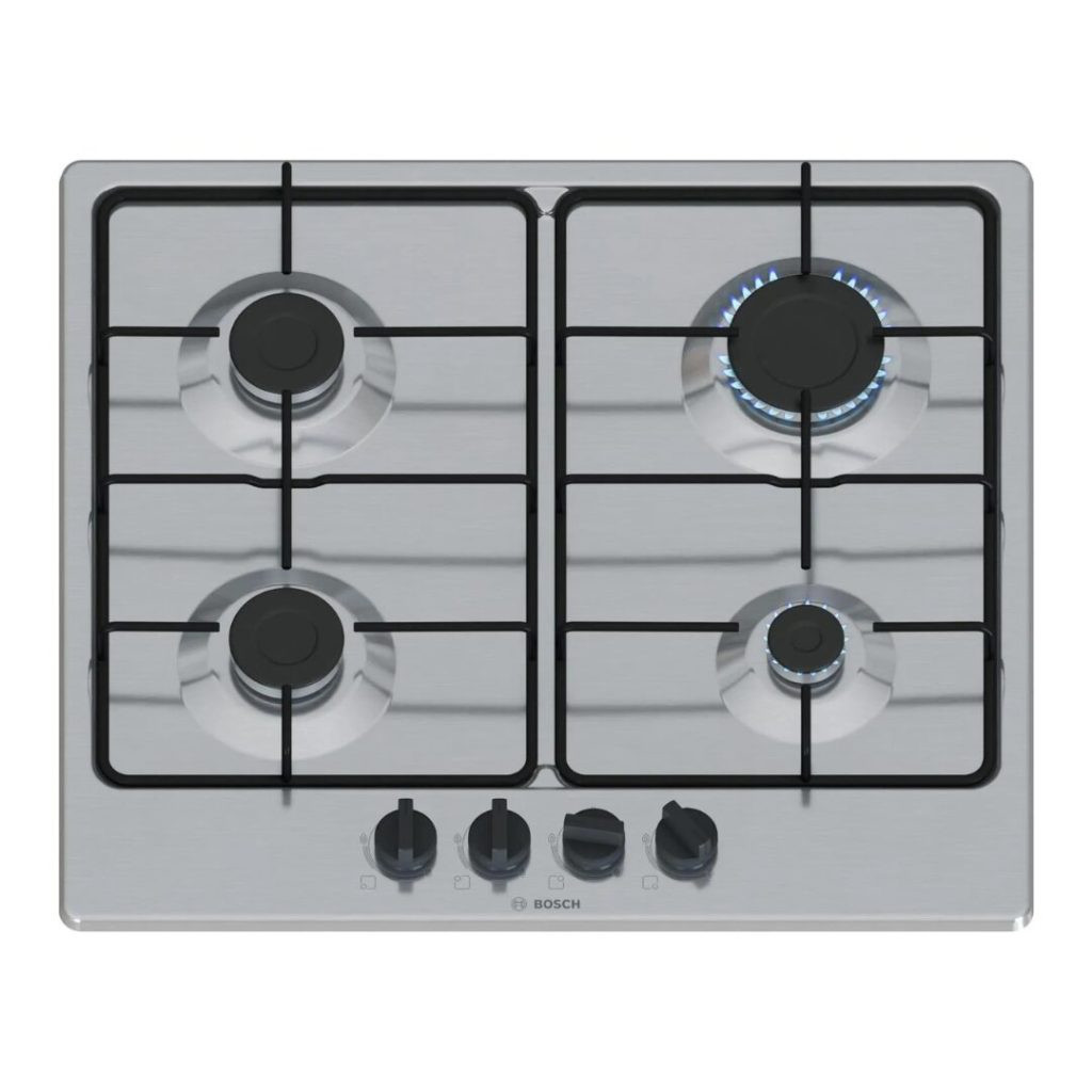 Bosch Piano Cottura 4 Fuochi a Gas Larghezza 60 cm in Acciaio Inox colore Inox - PGP6B5K85 Serie 4