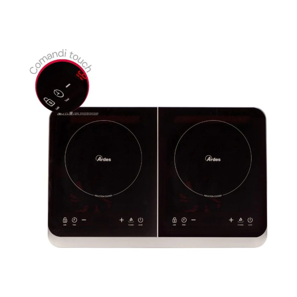 Fornello Elettrico ad Induzione Elettrica ARDES 2 Piastre Vetroceramica 3500 Watt - AR1F602 Kookie Duo