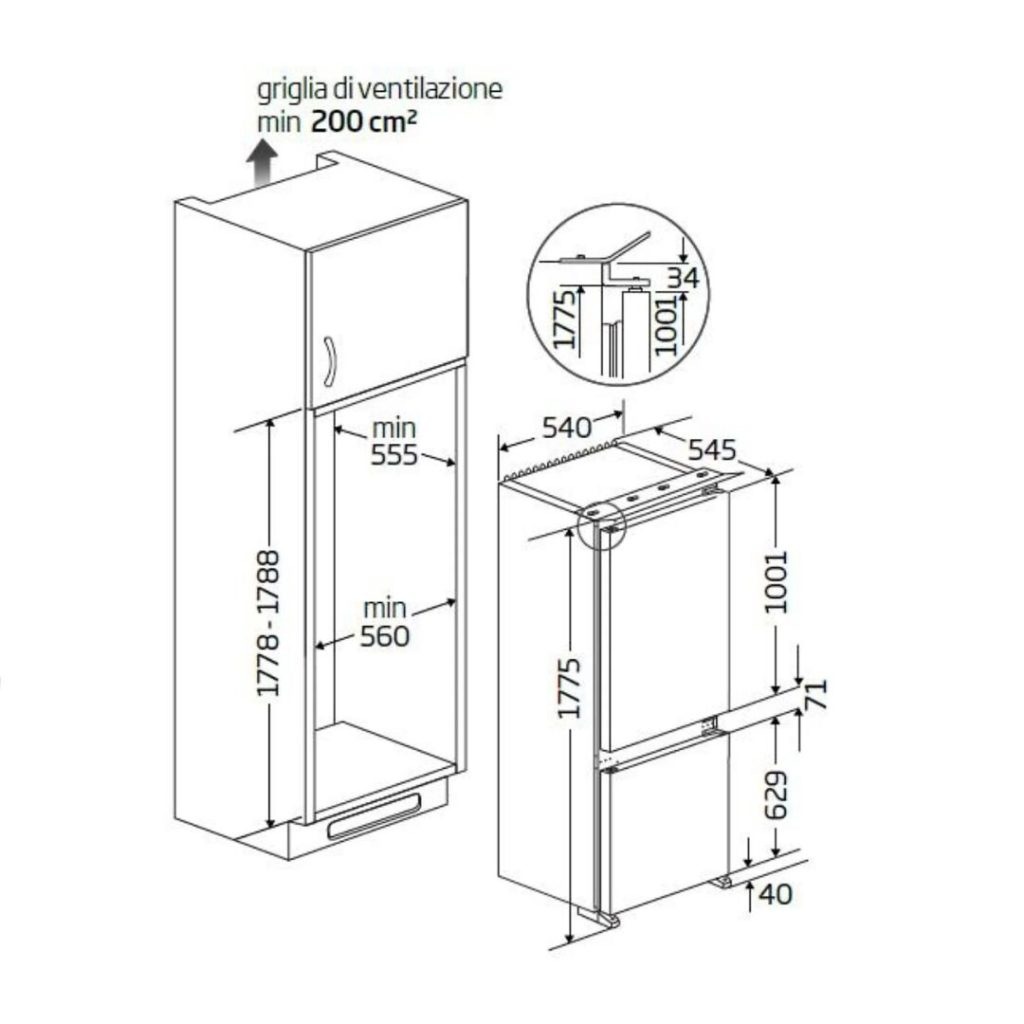 Frigorifero da Incasso BEKO Combinato Statico 271 Litri - BCSA285K4SN1