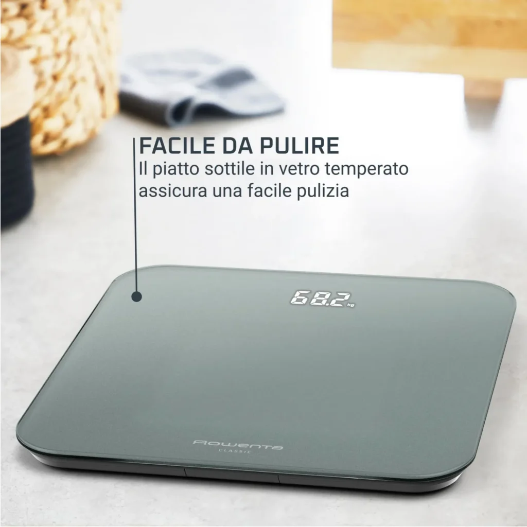 Rowenta Bilancia Pesapersone Digitale con Display LED Portata max 180 Kg colore Eucalipto Classic 2.0 - BS1903V0