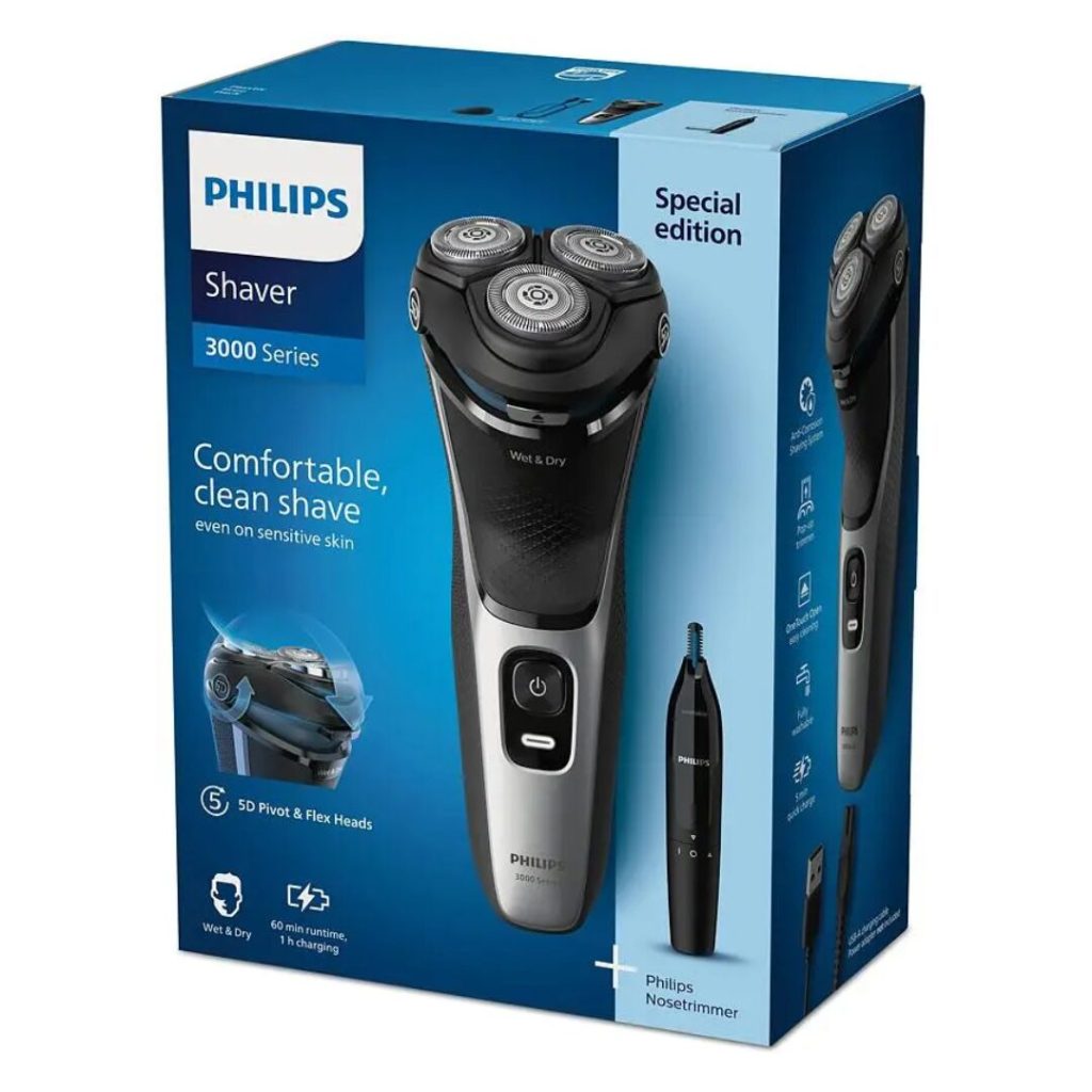 Regolabarba Ricaricabile PHILIPS Testine Flessibili + Wet&Dry - S3143/02
