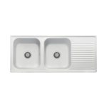 Samet Lavello 116x50 2 vasche Granitovero1162vsbip gocciolatoio bianco