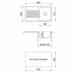 Samet Lavello 86x50 Granitovero861vbip reversibile 1 vasca gocciolatoio bianco