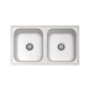 Samet Lavello 86x50 Granitovero862vbip 2 vasche bianco