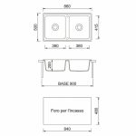 Samet Lavello 86x50 Granitovero862vnep 2 vasche nero