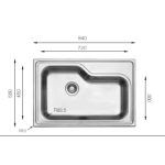 Samet Lavello da cucina DXT840 monovasca 84x56