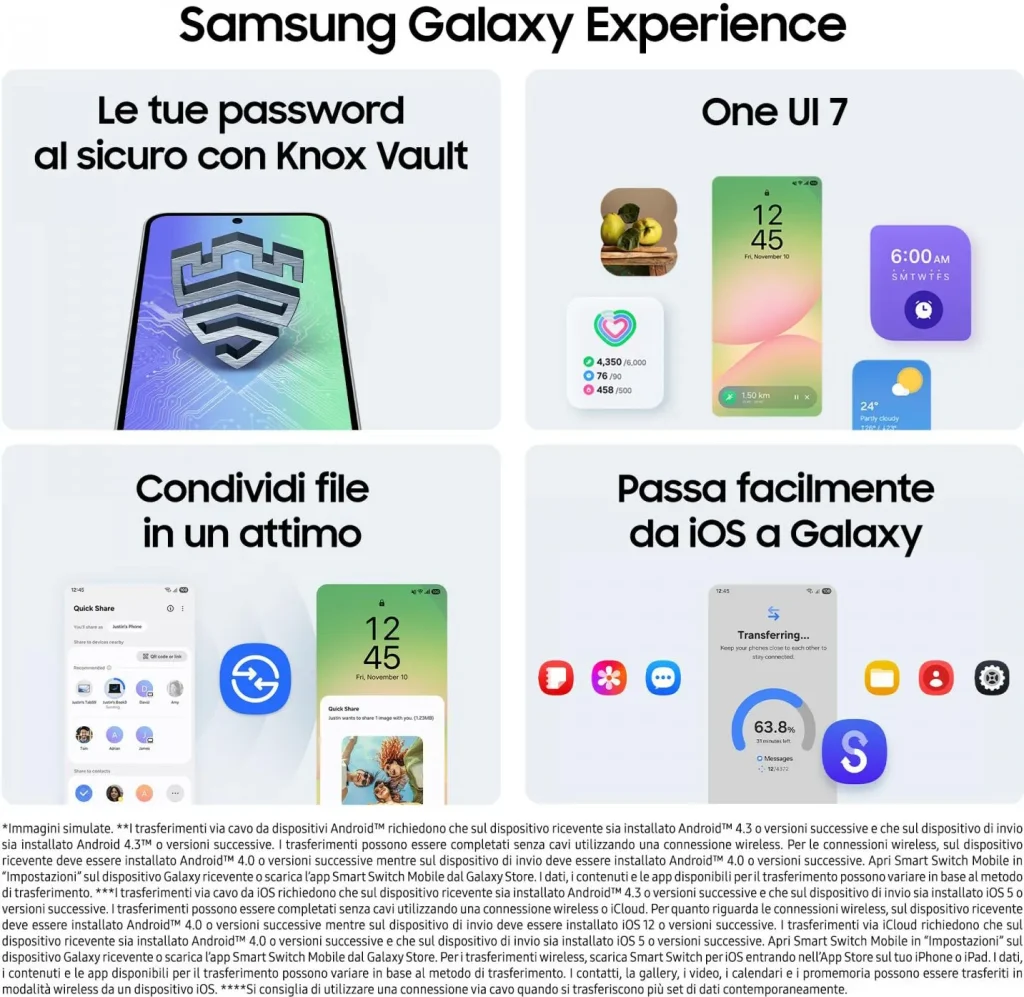Samsung Galaxy A56 5G Smartphone 6.7" Display Super AMOLED RAM 8 Gb Memoria Interna 128 Gb Fotocamera 50 MP Android colore Rosa - SM-A566BLIAEUE