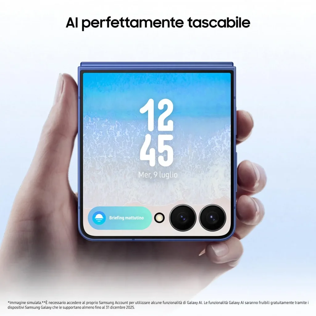 Samsung Galaxy Z Flip7 Smartphone 4"/6,8" Display Dynamic AMOLED 2X 5G RAM 12 Gb Memoria Interna 256 Gb Android colore Nero - SM-F766BZKGEUE