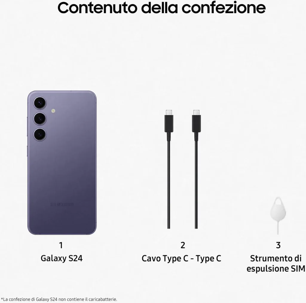 Samsung Galaxy S24 Smartphone 6.2" 5G Ram 8 Gb Capacità 256 Gb 50 MP Android colore Cobalt Violet - SM-S921BZVGEUE