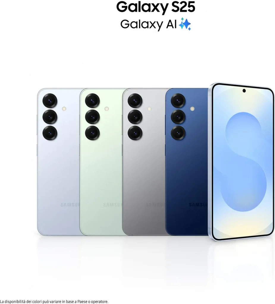 Samsung Galaxy S25 Smartphone 6.2" AI 5G Display FHD+ Dynamic AMOLED 2X RAM 12 GB Memoria Interna 128 GB Fotocamera 50 MP Android colore Mint