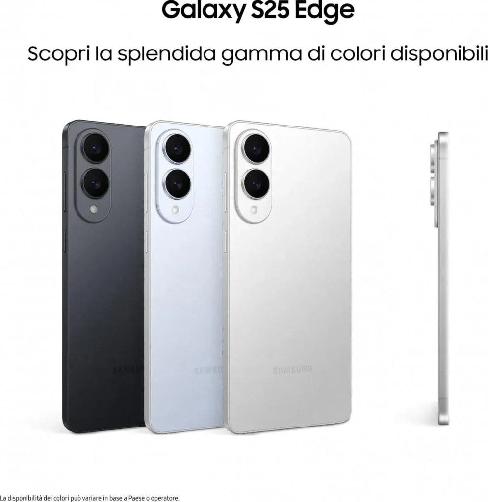 Samsung Galaxy S25 Edge Smartphone 6,7" RAM 12 GB Capacità 512 GB Risoluzione 200 MP Sistema Android colore Nero - SM-S937BZKGEUE