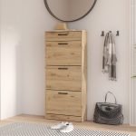 Scarpiera Cecilia con 3 scomparti ed un cassetto colore rovere 58.2x20.4x127.7 H cm.