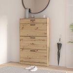 Scarpiera Cecilia con 3 scomparti ed un cassetto colore rovere 83.2x20.4xH 127.7 cm.