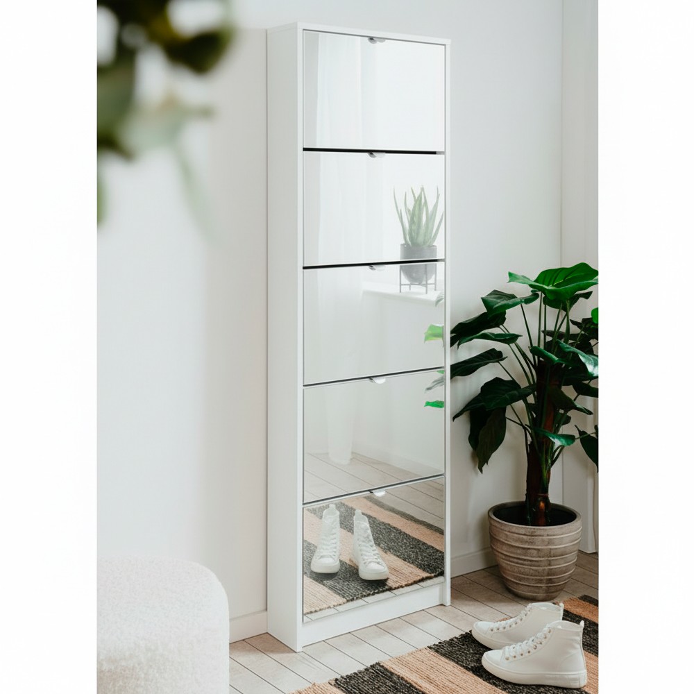 Scarpiera Koblenz 5 ante con specchio Koblenz bianco