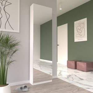 Scarpiera Nyx colore bianco con anta a specchio reversibile