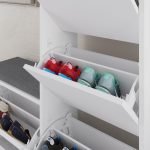 Scarpiera con panca Dude con 4 ante a ribalta colore bianco