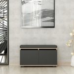 Scarpiera con pouff Dragoshoe noce e nero