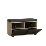 Scarpiera con pouff Dragoshoe noce e nero