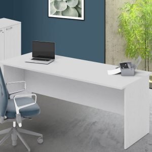 Scrivania 200x80x74H cm bianco frassinato ibisco