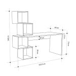 Scrivania Balance con piano rovere e ripiani cubotti nero