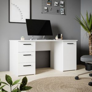 Scrivania Domitilla con 3 cassetti e un'anta colore bianco