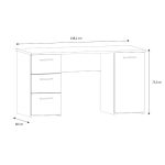 Scrivania Domitilla con 3 cassetti e un'anta colore rovere